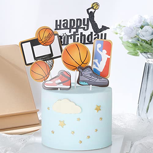Basketball Cake Toppers Basketball Happy Birthday Cake Decorations Party Supplies For Basketball Birthday Party Decorations Sports Baby Shower Party Decorations 7 Pack #TOP3