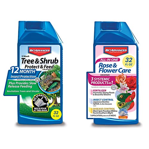 Bioadvanced 12 Month Tree And Shrub Protect And Feed Ii, Concentrate, 32 Oz With Bioadvanced All-In-One Rose And Flower Care, Concentrate, 32 Oz #TOP21
