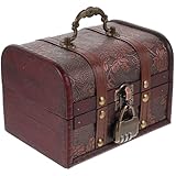 Gadpiparty Caja de Madera Retro Tipo Cofre con Cerradura para Almacenamiento de Joyas, Resistente y Delicada, Adecuado para Bodas y Decoración de Mesa
