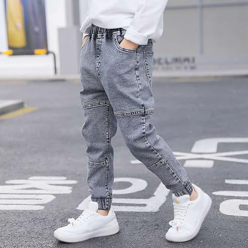 Boys Jeans Kids Skinny Fit Tapered Jean Pants Solid Color Elastic Waist Casual Stretch Denim Trousers with Pockets2