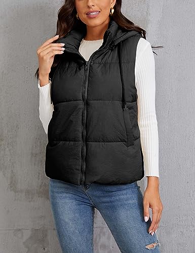 Gihuo Women's Hooded Puffer Vest Winter Warm Zip Up Vest Quilted Padded Gilet with Pockets4