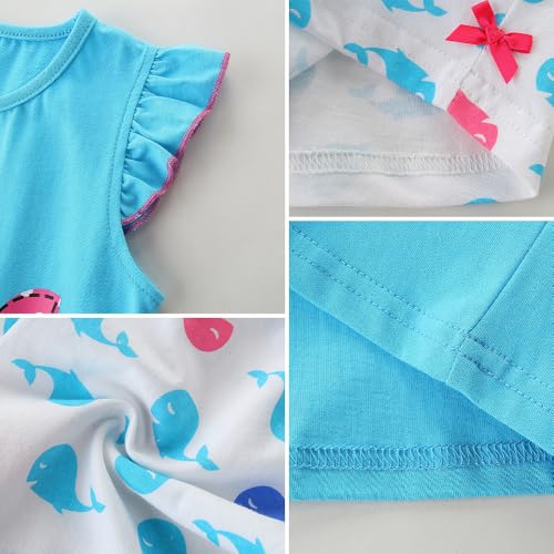 Image of Girls Shorts Set Outfits for Toddler Girls T-shirts Clothing Sets Kids Summer Graphic Cotton Tops Tees 3-7 Years