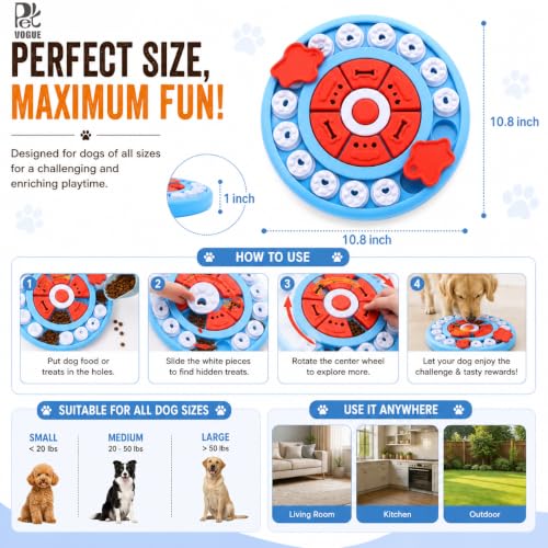 Image of PetVogue Dog Puzzle Toy, Interactive Slow Feeder Treat Dispensing Toy for Dogs, IQ Training Food Puzzle, Mental Stimulation Enrichment Toy, Non-Slip Durable Pet Toy for Small, Medium & Large Dogs
