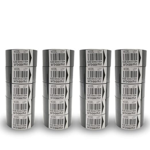 Image of 20 Rolls Hot Stamp Ribbon Thermal Transfer Ribbon 30mm x 100m for Date Coder Hot Stamp Printer 241 241B 241S TJ-08 DY-8 DY-6 (Black)