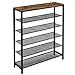 VASAGLE Étagère à Chaussures, Porte-Chaussures, Meuble de Rangement, 5 étagères grillagées et 1 Dessus, pour entrée, Dressing, Cadre en Acier, Style Industriel, Marron Rustique et Noir LBS016B01