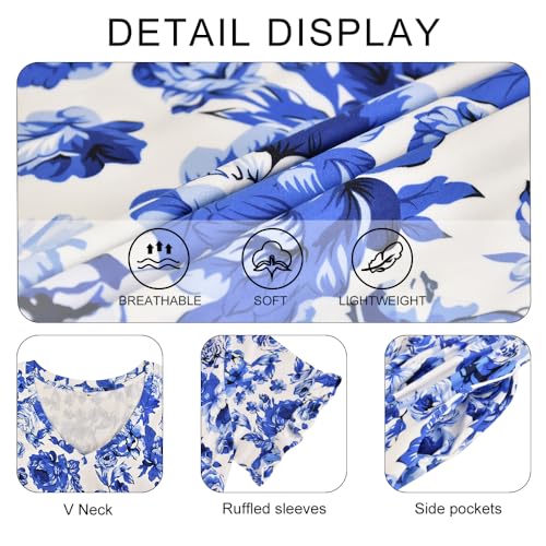 Image of RITERA Plus Size Dresses for Curvy Women Summer Spring Womens Dress V Neck Short Sleeve Casual Dress with Pockets XL-5XL
