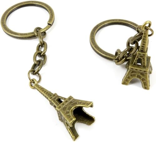 20 piezas de bronce antiguo llavero llavero etiquetas llavero anillo joyería fabricación encantos suministros KC0209 París Torre Eiffel