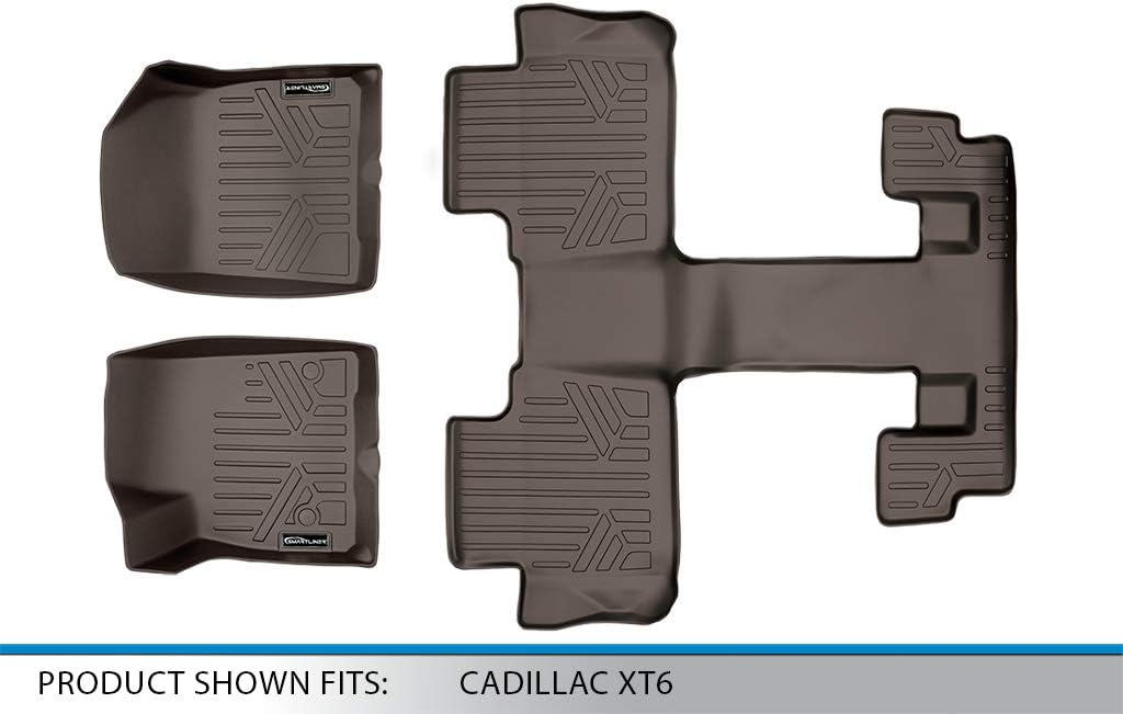 SMARTLINER All Weather Custom Fit Floor Mats 3 Row Liner Set Cocoa for 2020 Cadillac XT6
