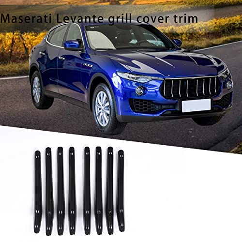 Image of 8pcs Car Styling ABS Plastic Exterior Front Grill Decoration Strips Cover Trims For Maserati Levante 2016 2017 2018 Auto Accessories (Glossy Black)
