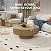 YOUDENOVA 31.5” Round Fluted Coffee Table, Modern Wood Circle Coffee Table, Veneer Handcrafted Relief Tea Table with Sturdy Pedestal for Living Room - Natural