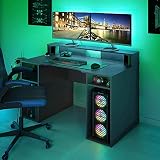 Tendencio Bureau Gaming OZIS 136 cm. Bureau Ergonomique pour Jeux-Video et télétravail. Couleur Gris