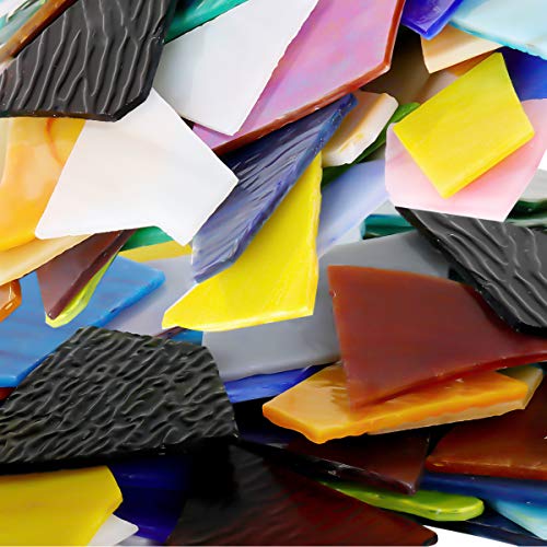 Pocoukate Mosaic Tiles, Broken Glass Pieces For Crafts, Bulk Assorted Colors And Shapes Large Mosaic Tiles, 35 Ounce Mosaic Kits For Adults #TOP1