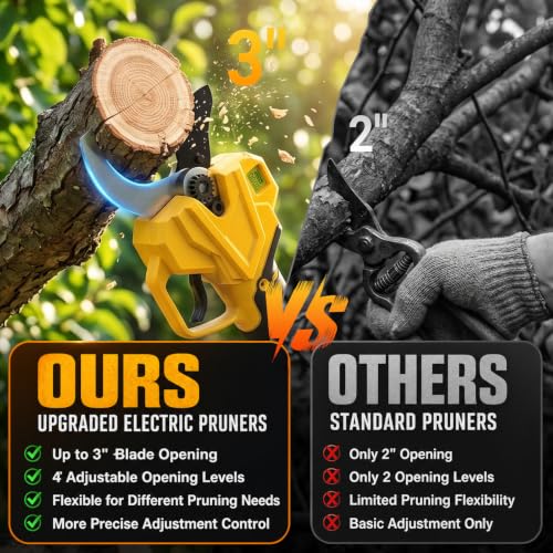 Image of 4-Mode Electric Pruning Shears, Max 3 inch Jaw Opening Cordless Power Pruner