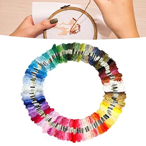 Image of Maxmartt 100PCS Embroidery Floss Cross Stitch Kits, Rainbow Color Embroidery Thread for Cross Stitch, Bracelet, Craft & Decoration