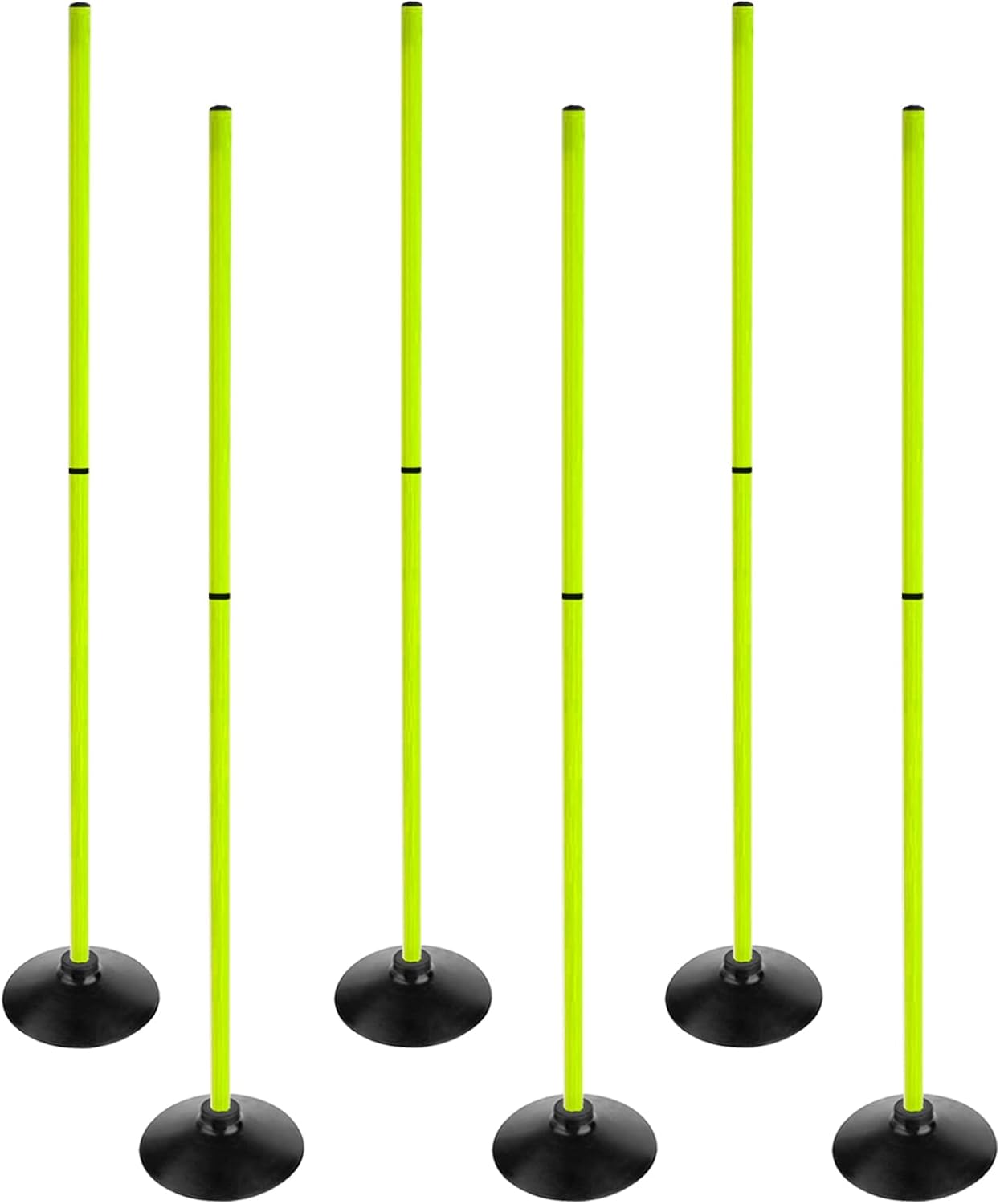 Fluorescent Green Soccer Agility Poles Set Detachable Sports Trainning Speed Pole Slalom Poles with Rubber Base Sport Traning Equipment