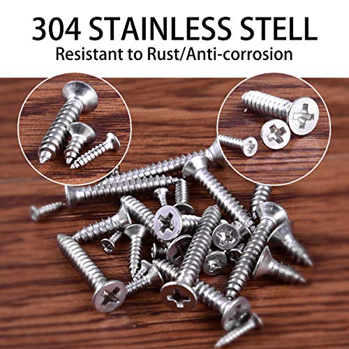 Loscrew 620 Stück Kreuzschlitz-Blechschrauben-Kit M2, M3, M4, 15 Größen von 304-Edelstahl-Senkkopfschrauben, für… – Bild 4