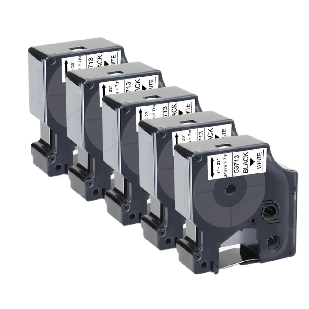 Nastro Etichette 24mm Nero Su Bianco 53713 Compatibile Con D1 LabelManager 450 500TS(5PK Black on White)