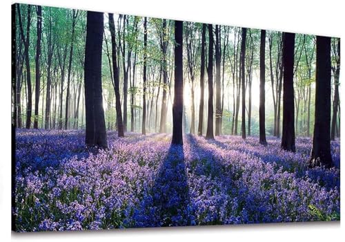 Canvas Wall Art Sunshine in Forests with Purple Lavender Flower