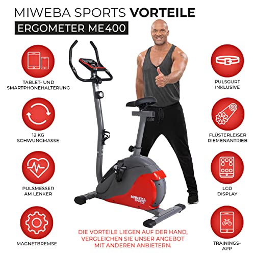 Miweba Sports Ergometer ME400 - App Steuerung - 12 Kg Schwungmasse - Traglast 150.0 Kg - Fitness Heimtrainer Fahrrad… – Bild 3