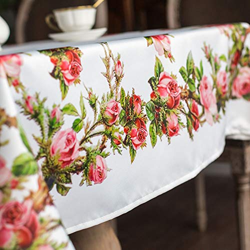 Artable Rectangle Summer Tablecloth Farmhouse Tablecloths Printed Flower With Vintage Floral Patterns Table Cloth For Elegant Holiday Long Dinning Kitchen (Rose, 52 X 70 Inch) #TOP4