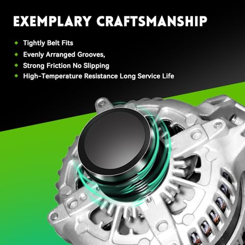 Image of New Alternator Replacement for 2011-2020 Chrysler 300, 180A V6 3.6L, Dodge Charger Durango, Jeep Grand Cherokee, 15-21 Challenger, 13-15 Ram 1500, 4801778AF P04801778AF 56029789AA 11598N