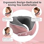 Memory Foam Travel Neck Pillow - with Portable Storage Case, 360° Ergonomic Support for Airplanes & Office, Compact & Portable (Pink) - Image 3