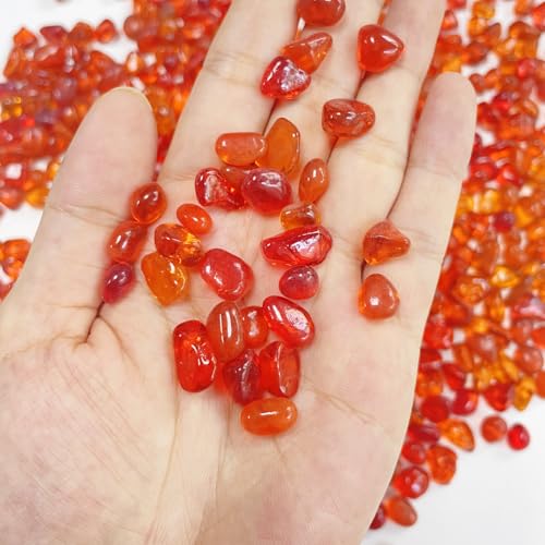 Image of Glass Stones, 0.85LB /385g Red Orange Glass Rocks for Vase, Aquarium Pebbles for Fish Tank, Sea Glass Rocks for Vase Filler Craft