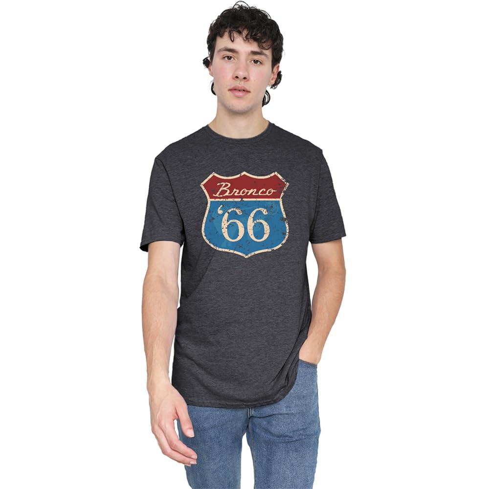Ford Bronco Route 66 Bronco Unisex T Shirt, Charcoal, X-Large