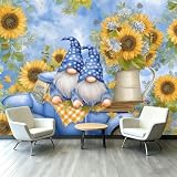 Wandgemälde Tapete Sonnenblume LKW Wichtel Fototapete Für Wohnzimmer Schlafzimmer Büro Und Tv Hintergrund Wanddekoration Vliespapier, 150x105cm Blumen Landhausstil Design Wanddeko