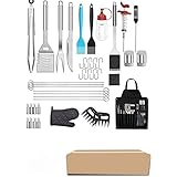 KryZaro BBQ 焼きセット（ステンレス 41 点式 アルミ製ケース付き 43×23×10cm） 温度計・焼きマット・エプロン（27 件套含） 户外愛好者・家庭向け キャンプ・裏庭 BBQ 用