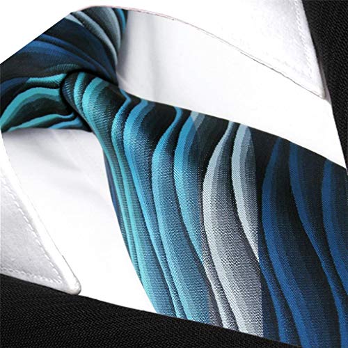 Shlax&Wing Mens Ties Ripple Blue Multicolored Silk Green Extra Long 63 Inches #TOP2