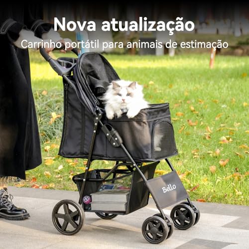 Carrinho de Passeio Carro Pet para Caes,Carrinho Transporte Viagem Pet Dobrável Berço Removível Cães