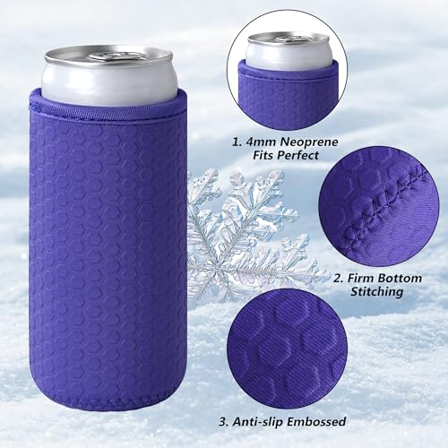 Xumbtvs 5 Pcs Insulated Slim Can Sleeve, Reusable Skinny Tall Can Cooler Sleeves, Non-slip Neoprene Beer Bottle Cover Holder for 12oz Slim Can Soda and Beer (Colorful2)