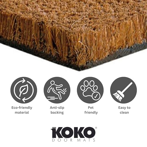 KOKO DOORMATS Kokos Fußmatte außen mit Anti-Rutsch PVC | Lustige Türmatte Hello - Bulldog | Umweltfreundlich, Robust & Pflegeleicht | 60x40 cm für Außenbereich & Haustür