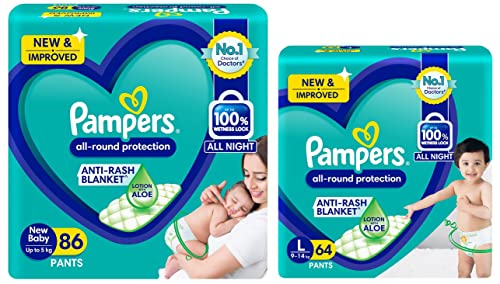 Image of Pampers Diaper Pants, Large, 64 Count&Pampers Diaper Pants, New Baby, 86 Count