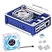GeeekPi Raspberry Pi 4 Custodia,Raspberry Pi 4 Custodia con ventola 40X40X10mm (retroilluminazione blu) e 4 pezzi Raspberry Pi 4 dissipatori per Raspberry Pi 4 modello B (Blu&Trasparente)