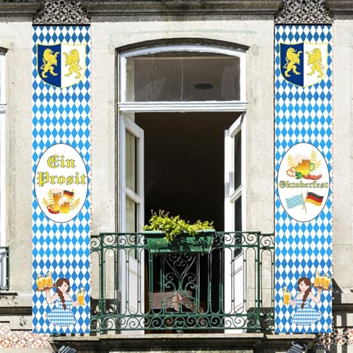 2Pcs Oktoberfest Striscione, Decorazione Banner dell'Oktoberfest per Partye und Giardino (180 x 30 cm)