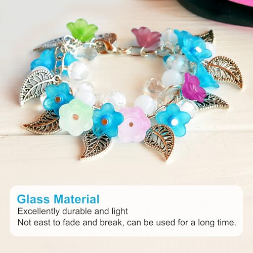 Cuentas de cristal con forma de trompeta azul y morado para hacer joyas, 200 ud 4