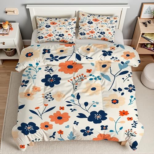 Ensemble de literie 3 pièces 90x190 floral en microfibre douce avec fermeture éclair solide - 3