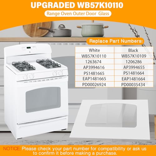 Image of UPGRADED WB57K10110 Outer Oven Door Glass Compatible with GE Stove Exterior Door Glass 29.6 inch x 18.7 inch WB57K10109 Range Oven Door Outer Panel Replacement EGR2000EM JGBP28DEM JGBP33DEM JGBS23DEM