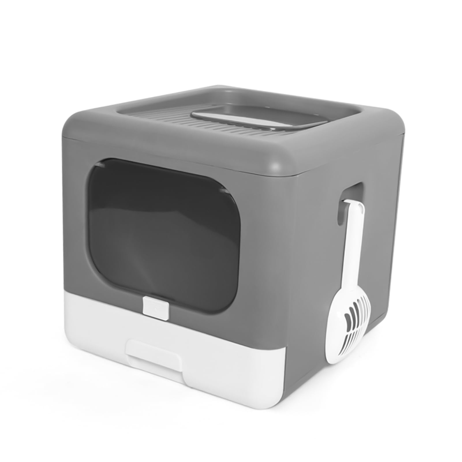 Lettiera con Gatto Grande Portatile Portatile Pieghevole Box Completamente Chiuso in Vasino Entry Entry Olest Cotto di Uscita Grigio Grigio (GREY)