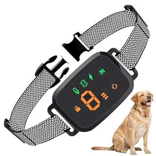 Collier Anti Aboiement Chien, 4 Modes Son/Vibration/Choc Electrique, Réglable 8 Niveaux de Sensibilité, Rechargeable Contrôle Anti-aboiement Intelligent, Étanche IP67 pour Gros Petit Chien-Noir
