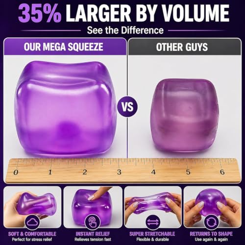 Premium Mega Squeeze Stress Cubes Pack of 3, Squishy Fidget Toy for Adults by eBuzz Trend - Used condition - Image 4