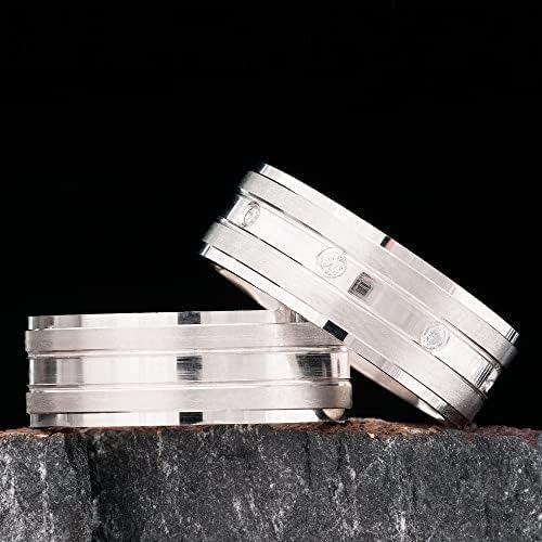 6 mm Ehering-Set 14 Karat vergoldet Paar passendes Ehering-Set Personalisierte Mann und Frau Silber-Ehering-Set