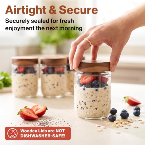Image of EDELHAUS Overnight Oats Containers with Lids - Glass Mason Jars, Meal Prep