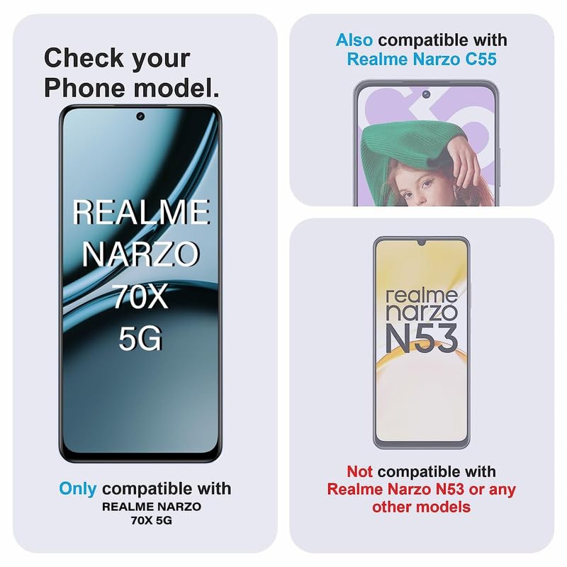 Image of Screen Protector Tempered Glass For Realme Narzo 70X 5G Cellphone With Easy Installation Kit