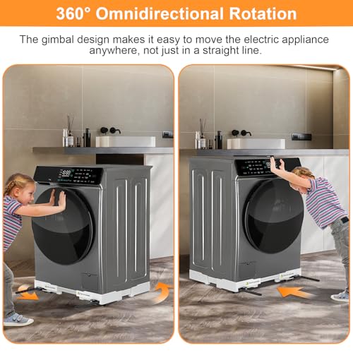 NIUXX Universal-Waschmaschinen Untergestell Mit 360°-Lenkrollen für müheloses Manövrieren, Anti-Vibrationsfunktion, Einstellbare Bremsen, Größenverstellbar, für 42-69 cm gestapelte Waschmaschinen