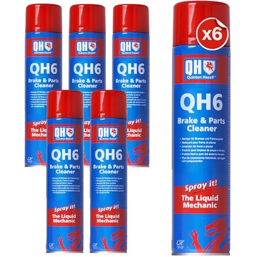 Quinton Hazell Brake Cleaner Spray 600 ml (Pack of 6) - QH6 Brake Clutch & Parts Cleaner Fast Drying Formula Removes Grease Oil & Dirt Stops Brake Squeal & Clutch Slip