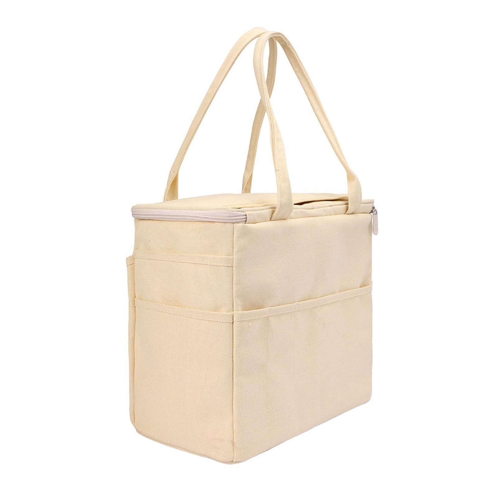 Borsa Porta Uncinetto Borsa portaoggetti in Tela di Grande capacità, Borsa portaoggetti for Filati, Borsa Solida for Uncinetto con Tasche Multistrato for Ganci e Ferri da Maglia(White)