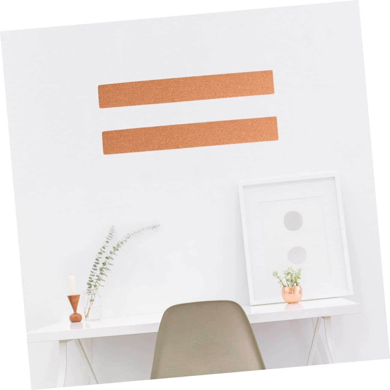 Lurrose 4pcs Cork Bulletin Board Strips with Pushpins Frameless Bars for Office Home and Classroom Use Easy Memo Display and Decorative Wall